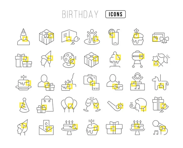 Cumpleaños Colección Iconos Perfectamente Delgados Para Diseño Web Aplicación Los — Archivo Imágenes Vectoriales