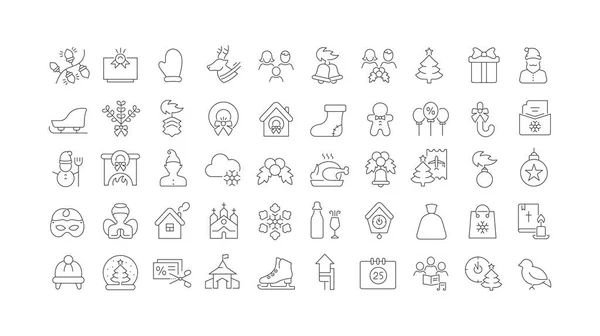 Christmas Collection Perfectly Thin Icons Web Design App Most Modern — Διανυσματικό Αρχείο