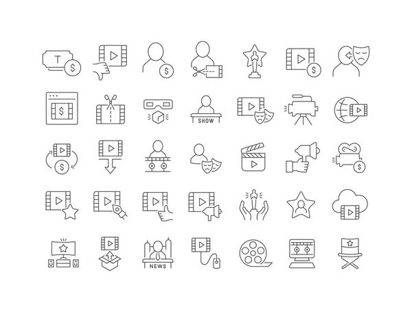 Kino Business Sammlung Perfekt Dünner Icons Für Webdesign App Und — Stockvektor