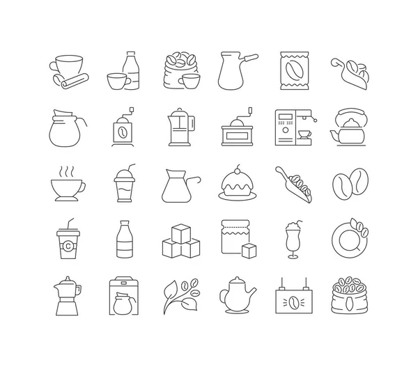 Café Colección Iconos Perfectamente Delgados Para Diseño Web Aplicación Los — Vector de stock