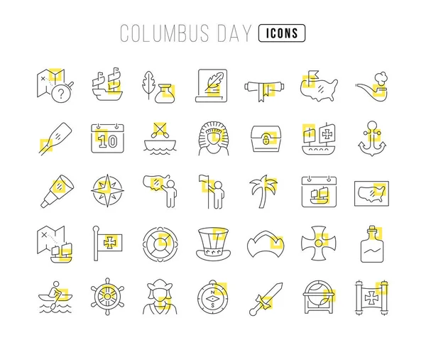 Columbus Dag Verzameling Van Perfect Dunne Pictogrammen Voor Webdesign App — Stockvector