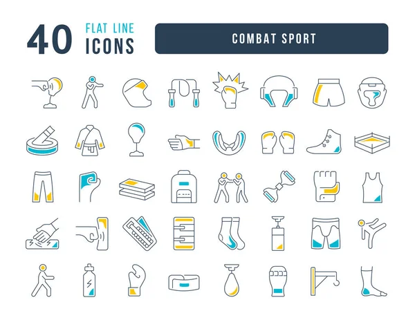 Combat Sport Collection Perfectly Thin Icons Web Design App Most — Stock Vector
