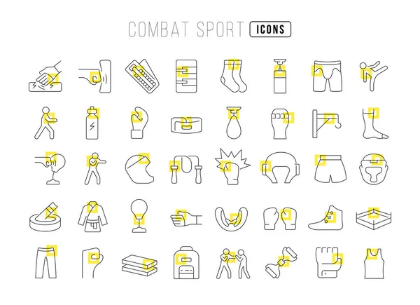 Combat Sport Collection Perfectly Thin Icons Web Design App Most — Stock Vector