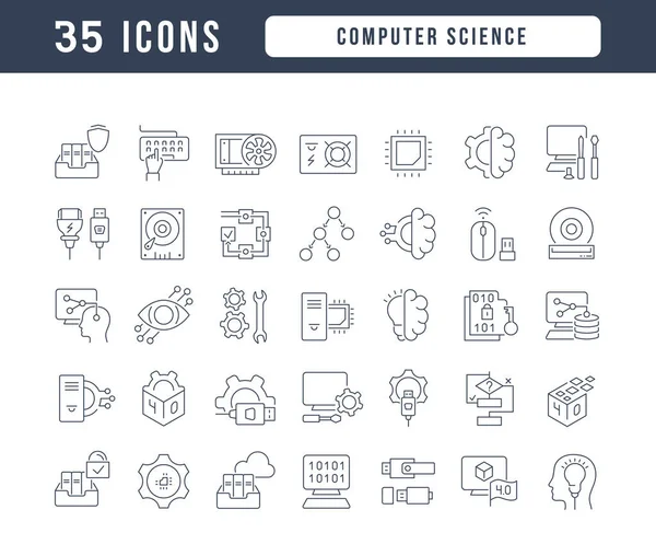 Computer Science Collection Perfectly Thin Icons Web Design App Most — Stock Vector