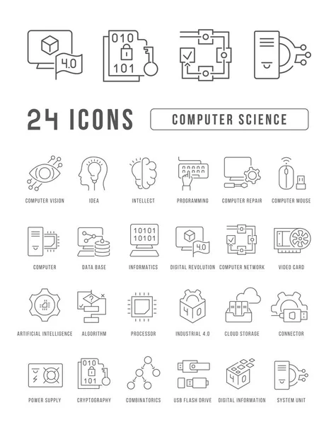 Computer Science Collection Perfectly Thin Icons Web Design App Most — Stock Vector
