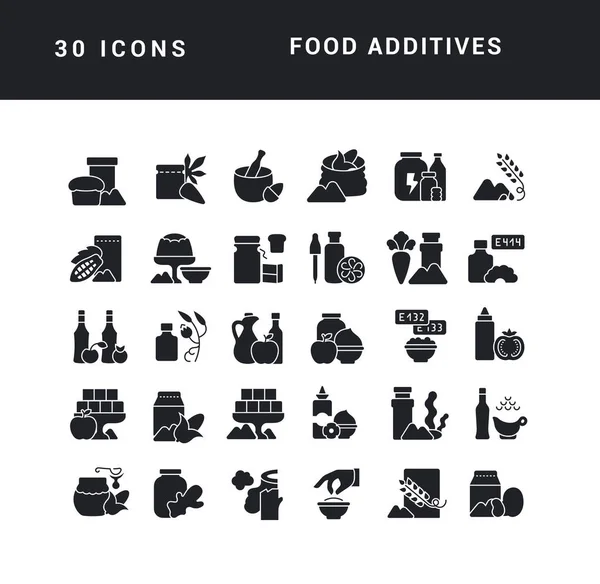 Lebensmittelzusatzstoffe Sammlung Vollkommen Einfacher Monochromer Symbole Für Webdesign App Und — Stockvektor