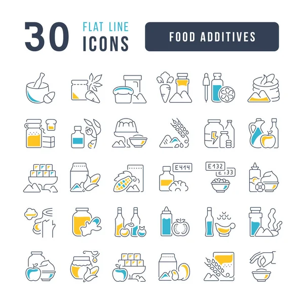 食品添加剂 为网页设计 应用和最现代的项目收集了非常薄的图标 食物及饮品类别标志套件 — 图库矢量图片