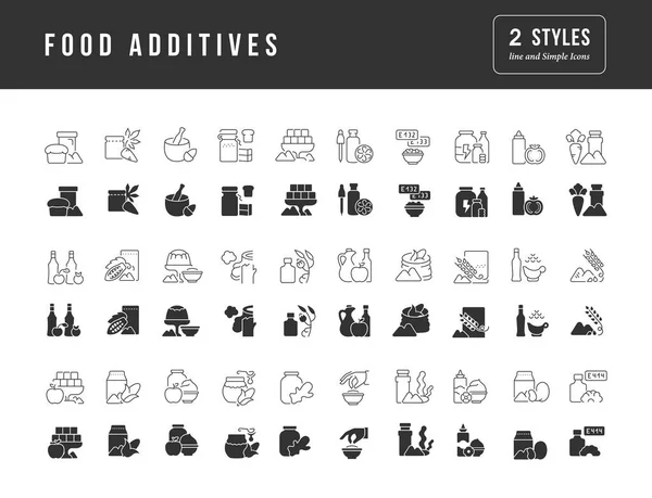 Food Additives Collection Perfectly Simple Monochrome Icons Web Design App — Archivo Imágenes Vectoriales