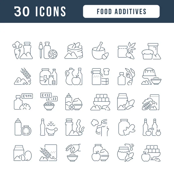 Additivi Alimentari Collezione Icone Perfettamente Sottili Web Design App Progetti — Vettoriale Stock