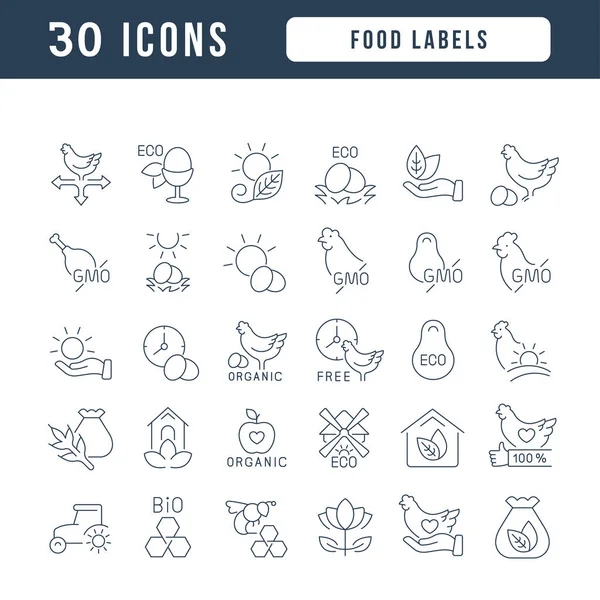食品标签 为网页设计 应用和最现代的项目收集了非常薄的图标 食物及饮品类别标志套件 — 图库矢量图片