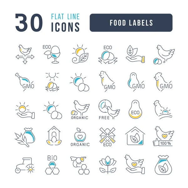 Food Labels Collection Perfectly Thin Icons Web Design App Most — Vetor de Stock