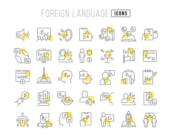Иностранный Язык Коллекция Совершенно Тонких Иконок Веб Дизайна Приложений Самых — стоковый вектор