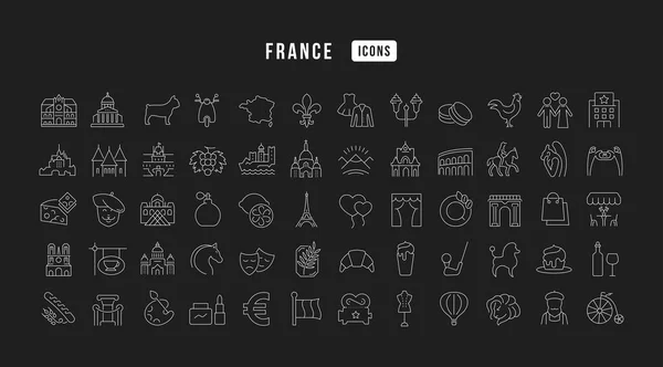 Frankrijk Verzameling Van Perfect Dunne Pictogrammen Voor Webdesign App Meest — Stockvector
