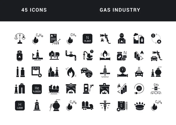Gas Industry Collection Perfectly Simple Monochrome Icons Web Design App — Vetor de Stock