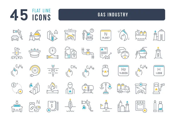 Industria Del Gas Collezione Icone Perfettamente Sottili Web Design App — Vettoriale Stock