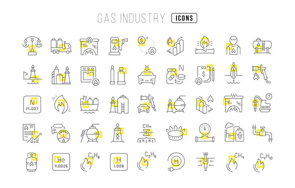 Gas Industry Collection Perfectly Thin Icons Web Design App Most — Stock Vector