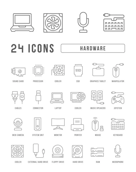 Hardware Collection Perfectly Thin Icons Web Design App Most Modern — ストックベクタ