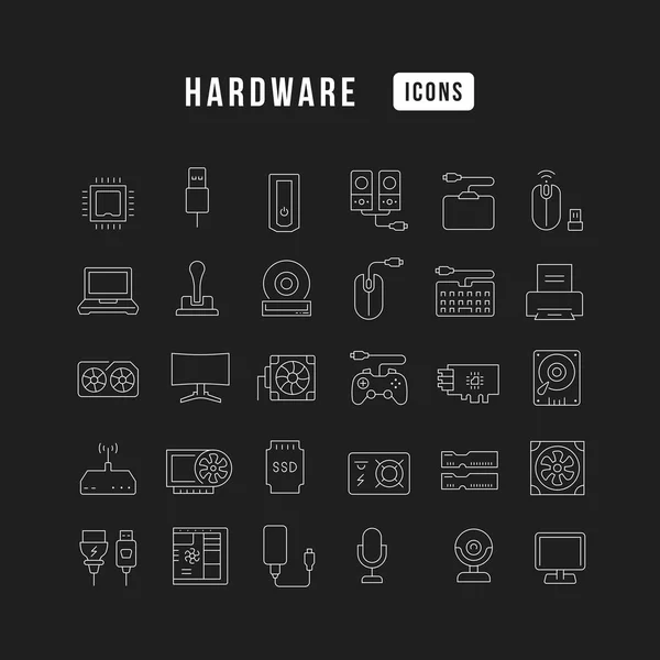 Hardware Sammlung Perfekt Dünner Icons Für Webdesign App Und Die — Stockvektor