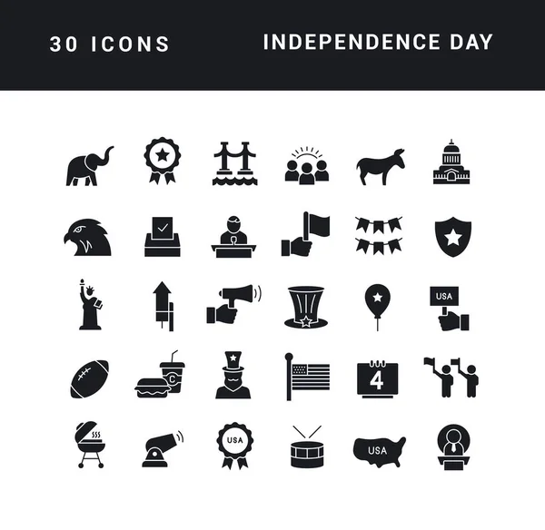 Independence Day Collection Perfectly Simple Monochrome Icons Web Design App — Stock vektor