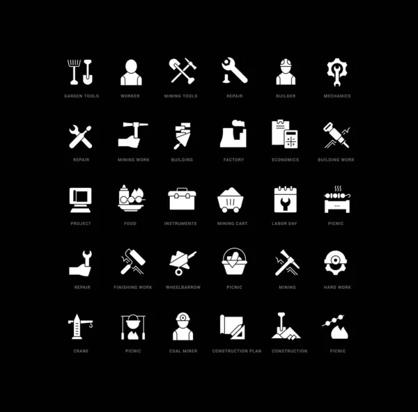 Labor Day Collection Perfectly Simple Monochrome Icons Web Design App — Archivo Imágenes Vectoriales
