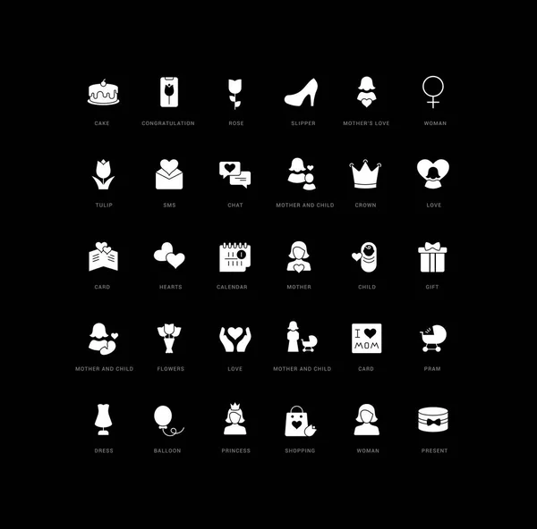 Mother Day Collection Perfectly Simple Monochrome Icons Web Design App — Archivo Imágenes Vectoriales