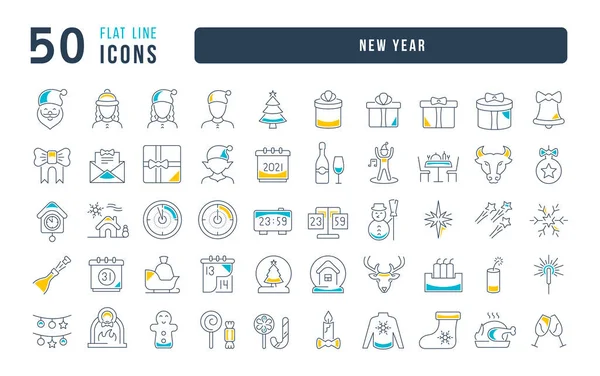 New Year Collection Perfectly Thin Icons Web Design App Most — Archivo Imágenes Vectoriales