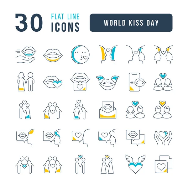 World Kiss Day. Collection of perfectly thin icons for web design, app, and the most modern projects. The kit of signs for category Holidays.
