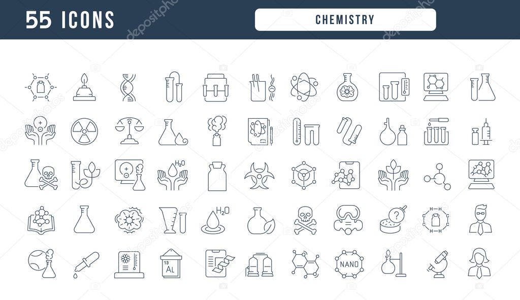 Chemistry. Collection of perfectly thin icons for web design, app, and the most modern projects. The kit of signs for category Education.