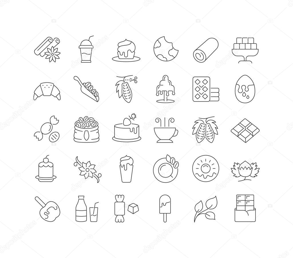 Chocolate. Collection of perfectly thin icons for web design, app, and the most modern projects. The kit of signs for category Food and Drink.