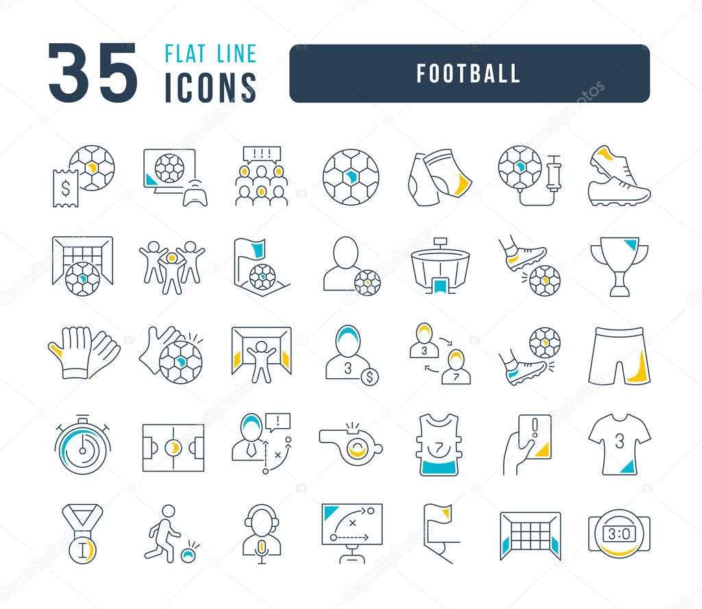 Football. Collection of perfectly thin icons for web design, app, and the most modern projects. The kit of signs for category Sport.