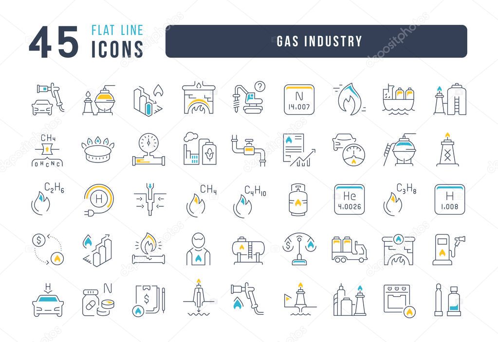 Gas Industry. Collection of perfectly thin icons for web design, app, and the most modern projects. The kit of signs for category Industry.