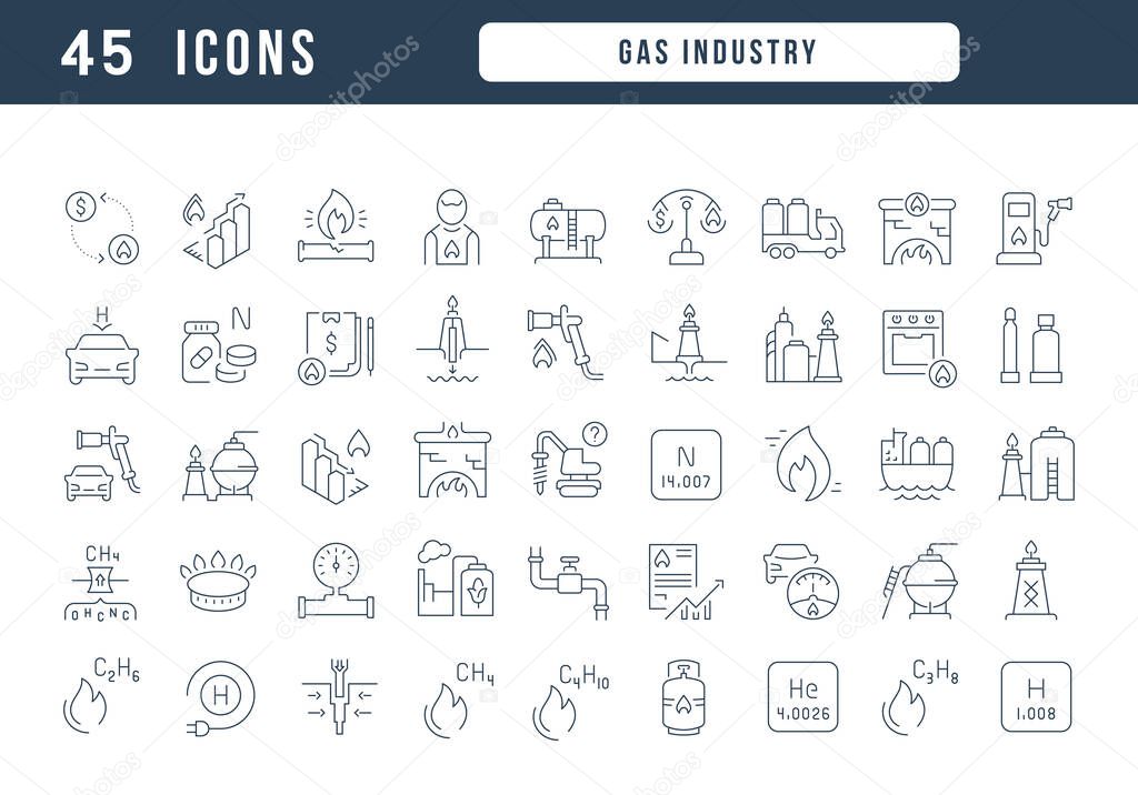 Gas Industry. Collection of perfectly thin icons for web design, app, and the most modern projects. The kit of signs for category Industry.
