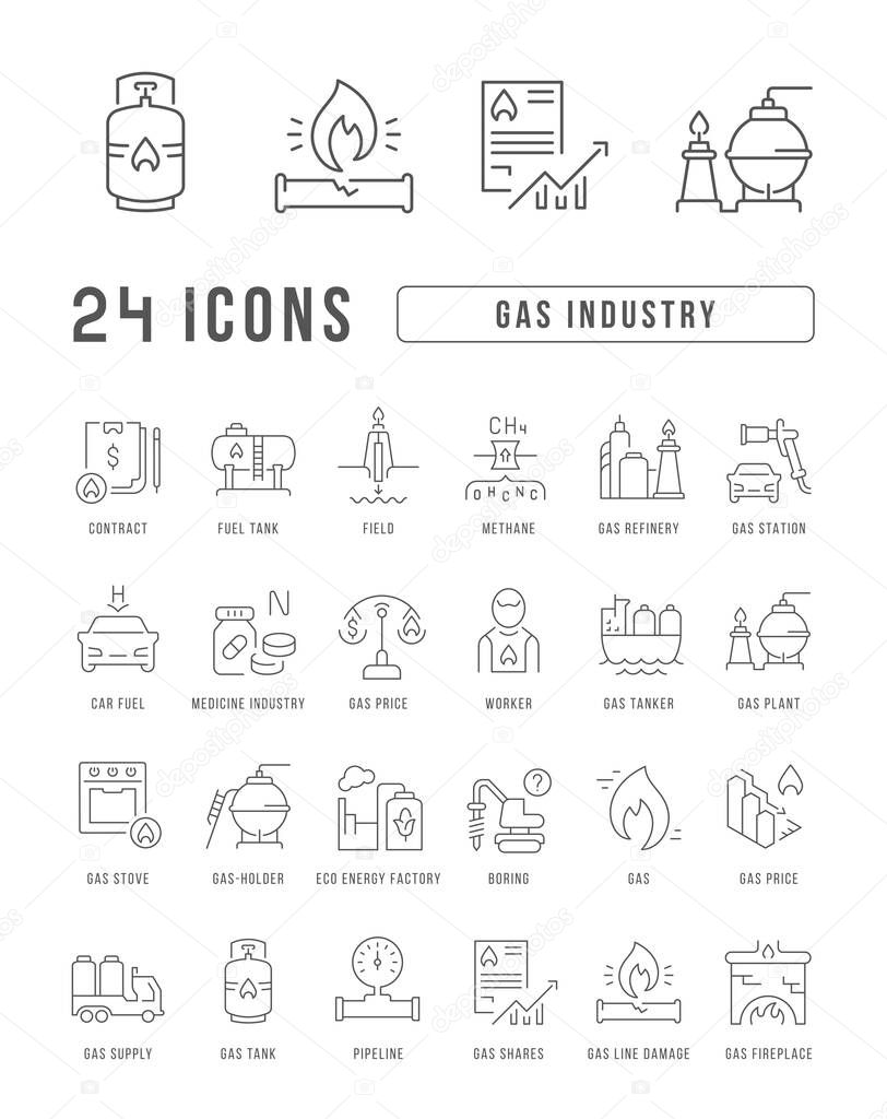 Gas Industry. Collection of perfectly thin icons for web design, app, and the most modern projects. The kit of signs for category Industry.