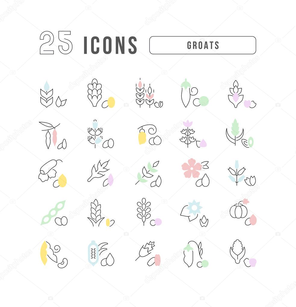 Groats. Collection of perfectly thin icons for web design, app, and the most modern projects. The kit of signs for category Food and Drink.