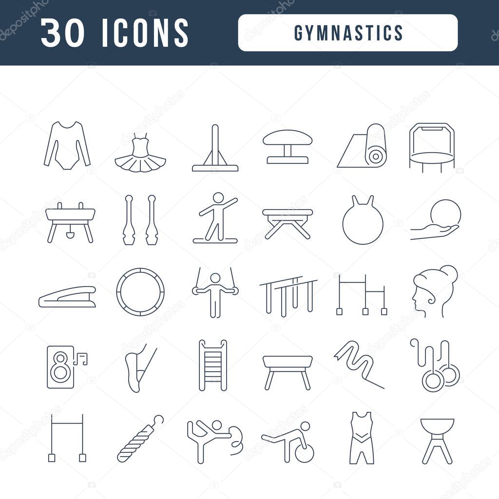 Gymnastics. Collection of perfectly thin icons for web design, app, and the most modern projects. The kit of signs for category Sport.