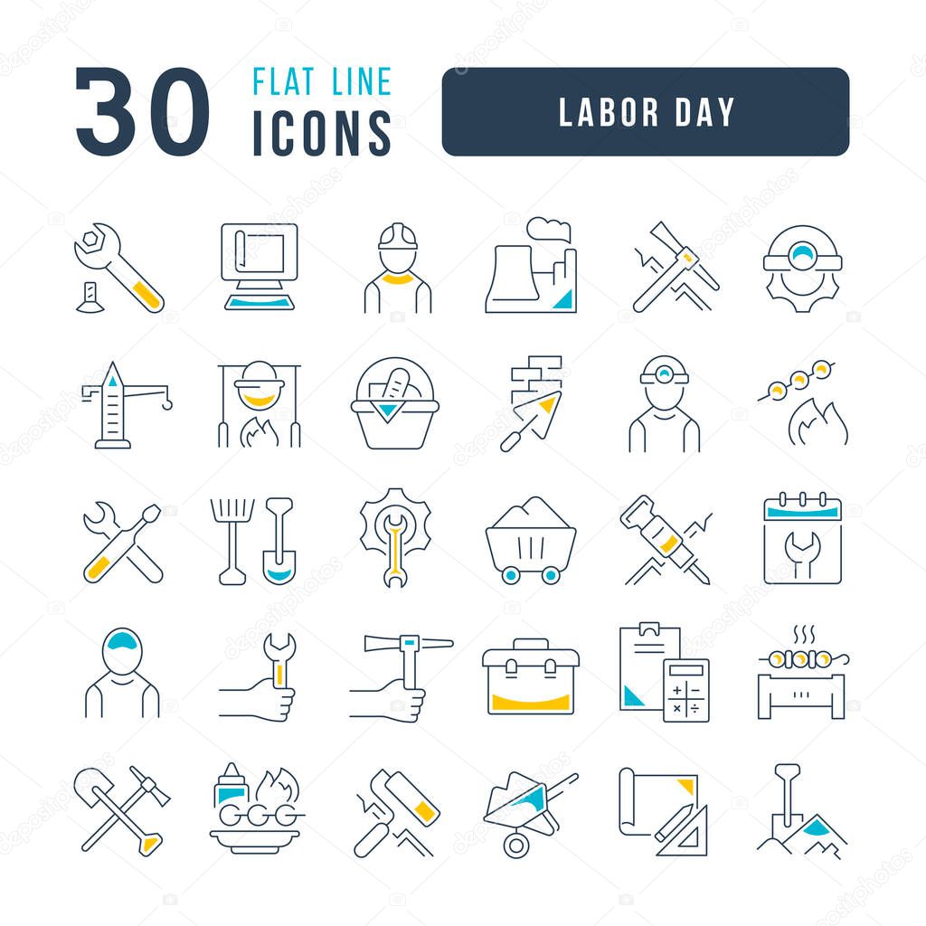 Labor Day. Collection of perfectly thin icons for web design, app, and the most modern projects. The kit of signs for category Holidays.