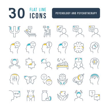 Psychology and Psychotherapy. Collection of perfectly thin icons for web design, app, and the most modern projects. The kit of signs for category Medicine. clipart