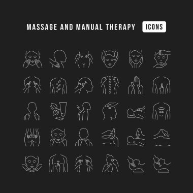 Massage and Manual Therapy. Collection of perfectly thin icons for web design, app, and the most modern projects. The kit of signs for category Medicine.