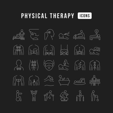 Physical Therapy. Collection of perfectly thin icons for web design, app, and the most modern projects. The kit of signs for category Medicine.