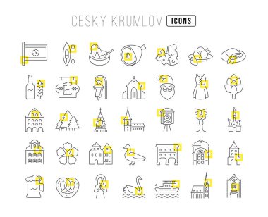 Cesky Krumlov. Collection of perfectly thin icons for web design, app, and the most modern projects. The kit of signs for category Countries and Cities.