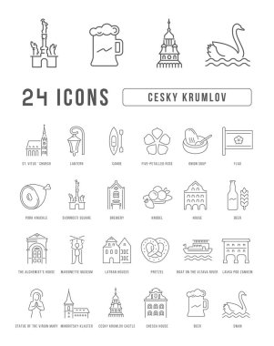 Cesky Krumlov. Collection of perfectly thin icons for web design, app, and the most modern projects. The kit of signs for category Countries and Cities.