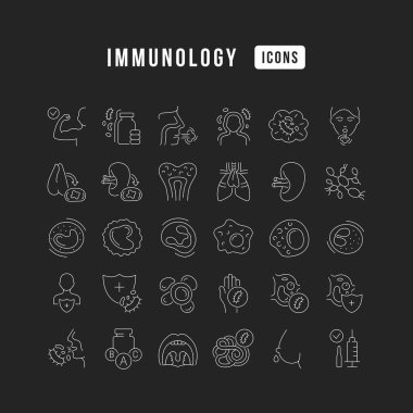 Immunology. Collection of perfectly thin icons for web design, app, and the most modern projects. The kit of signs for category Medicine.