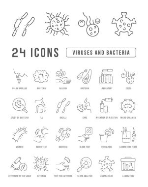 Viruses and Bacteria. Collection of perfectly thin icons for web design, app, and the most modern projects. The kit of signs for category Medicine. clipart