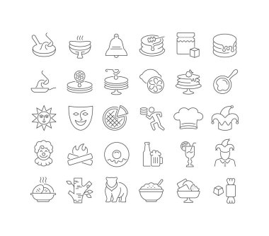 Shrove Tuesday. Collection of perfectly thin icons for web design, app, and the most modern projects. The kit of signs for category Holidays.