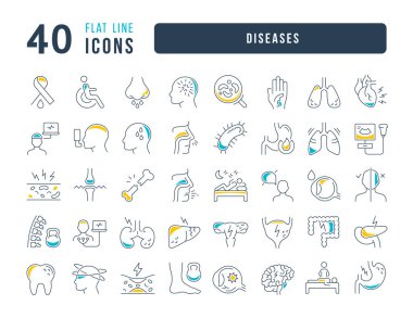 Diseases. Collection of perfectly thin icons for web design, app, and the most modern projects. The kit of signs for category Medicine.
