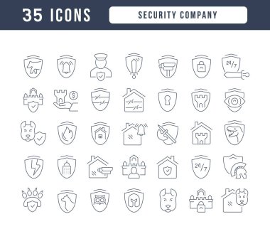 Security Company. Collection of perfectly thin icons for web design, app, and the most modern projects. The kit of signs for category Business.