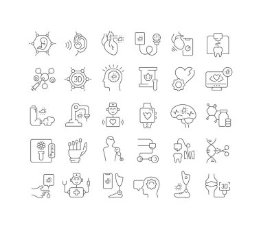 Med-Tech Innovation. Collection of perfectly thin icons for web design, app, and the most modern projects. The kit of signs for category Medicine.