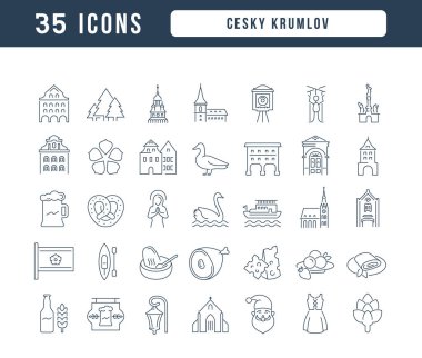 Cesky Krumlov. Collection of perfectly thin icons for web design, app, and the most modern projects. The kit of signs for category Countries and Cities.