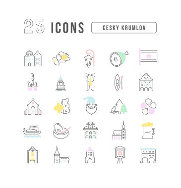 Cesky Krumlov. Collection of perfectly thin icons for web design, app, and the most modern projects. The kit of signs for category Countries and Cities.