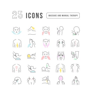 Massage and Manual Therapy. Collection of perfectly thin icons for web design, app, and the most modern projects. The kit of signs for category Medicine.